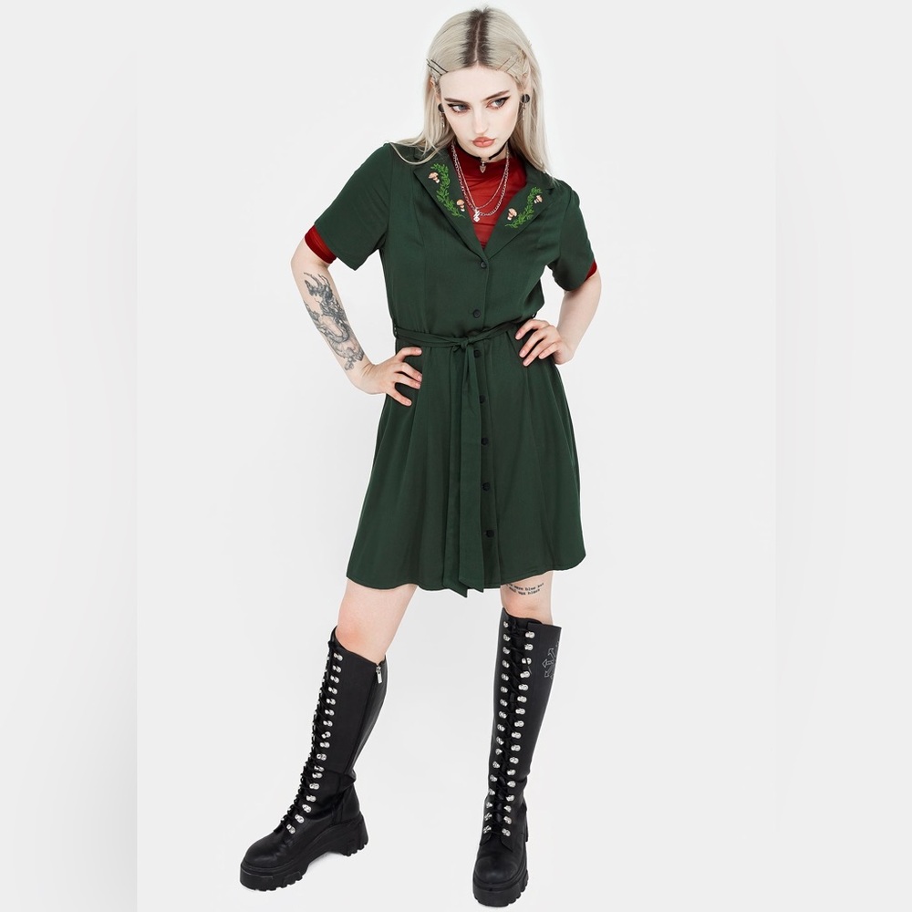 Disturbia Fable Button Up Mini Shirt Dress US 8 / UK 12 - Picture 9 of 11